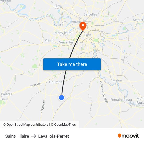 Saint-Hilaire to Levallois-Perret map