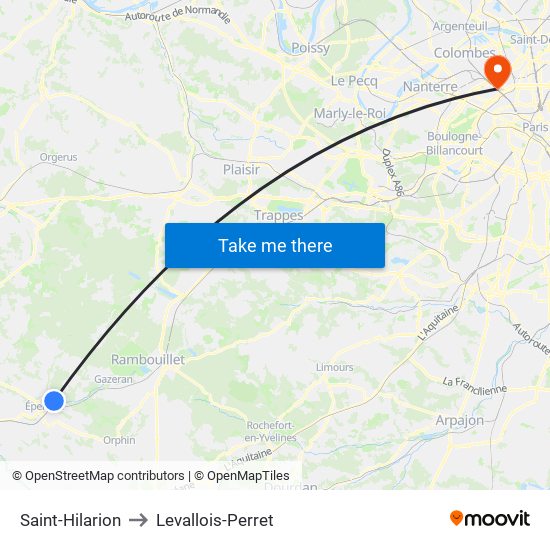 Saint-Hilarion to Levallois-Perret map
