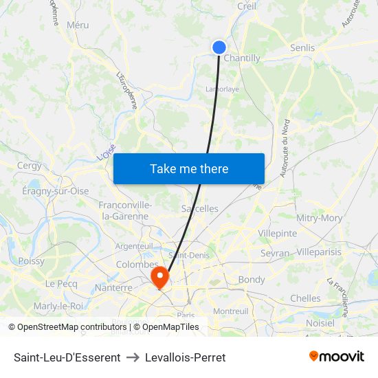 Saint-Leu-D'Esserent to Levallois-Perret map