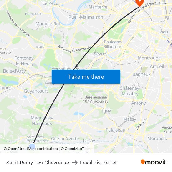 Saint-Remy-Les-Chevreuse to Levallois-Perret map