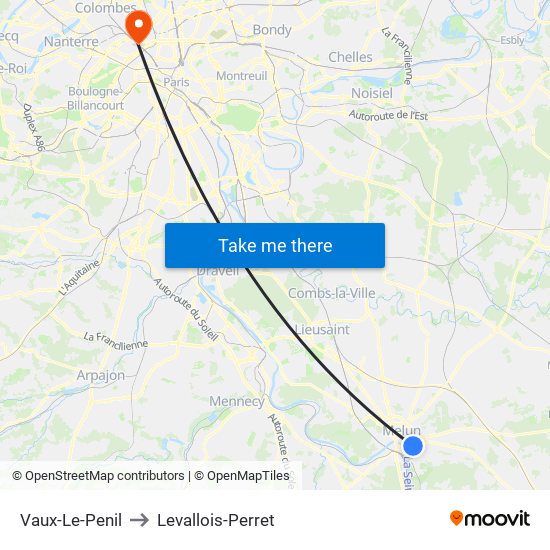 Vaux-Le-Penil to Levallois-Perret map