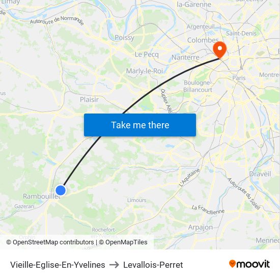 Vieille-Eglise-En-Yvelines to Levallois-Perret map