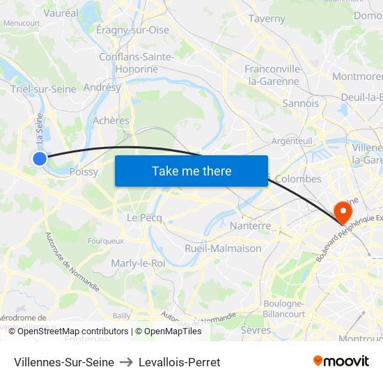 Villennes-Sur-Seine to Levallois-Perret map