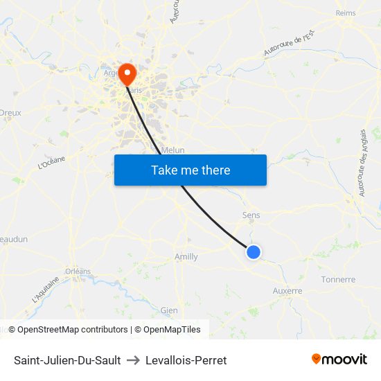 Saint-Julien-Du-Sault to Levallois-Perret map