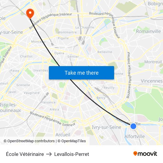 École Vétérinaire to Levallois-Perret map