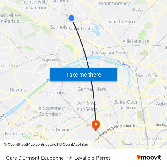 Gare D'Ermont-Eaubonne to Levallois-Perret map