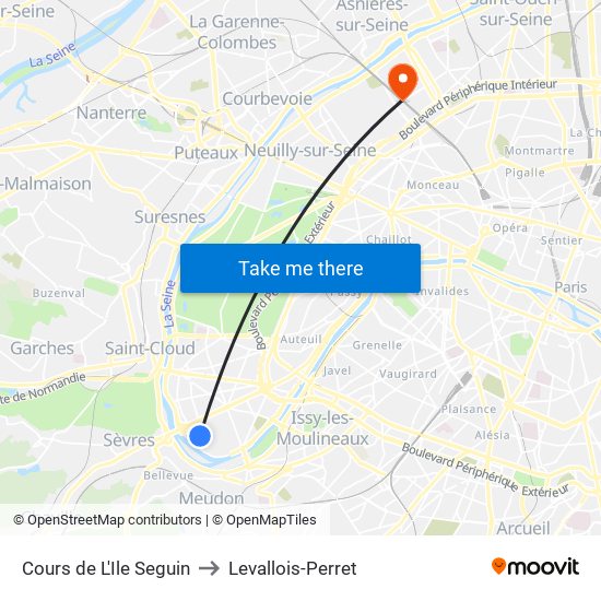 Cours de L'Ile Seguin to Levallois-Perret map