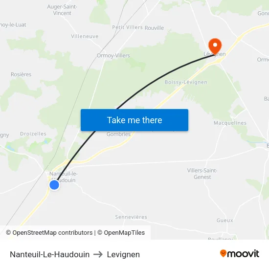 Nanteuil-Le-Haudouin to Levignen map