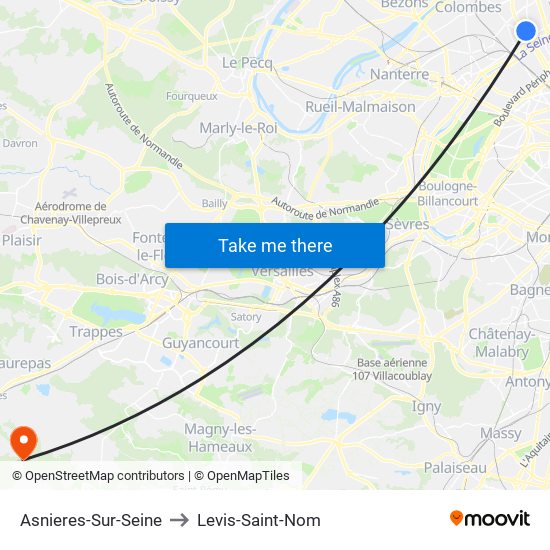 Asnieres-Sur-Seine to Levis-Saint-Nom map