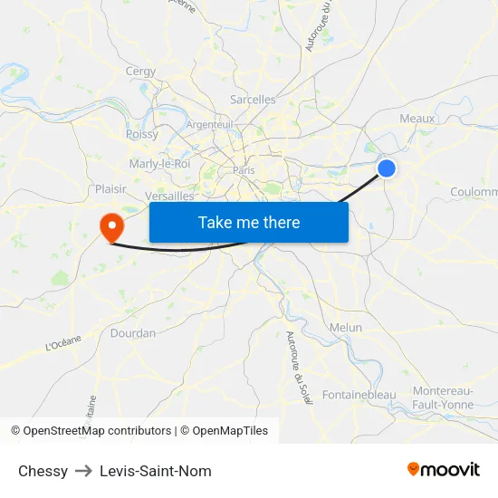 Chessy to Levis-Saint-Nom map