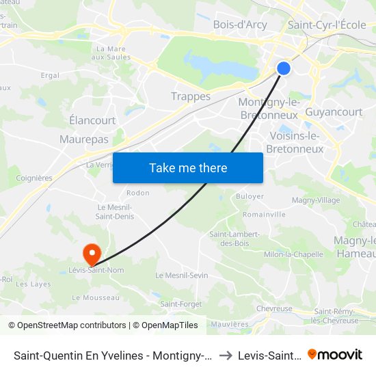 Saint-Quentin En Yvelines - Montigny-Le-Bretonneux to Levis-Saint-Nom map