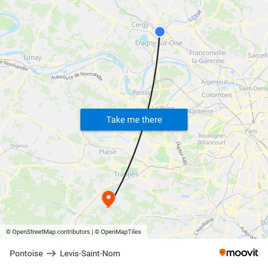 Pontoise to Levis-Saint-Nom map