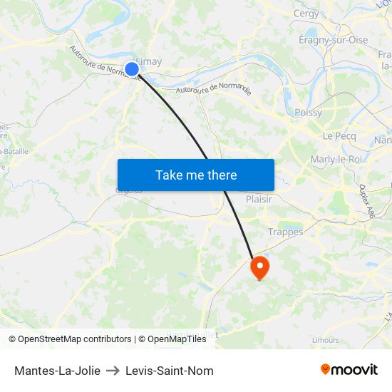Mantes-La-Jolie to Levis-Saint-Nom map