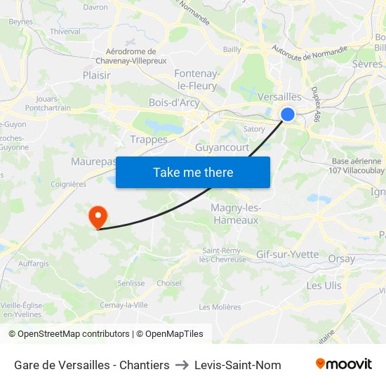 Gare de Versailles - Chantiers to Levis-Saint-Nom map