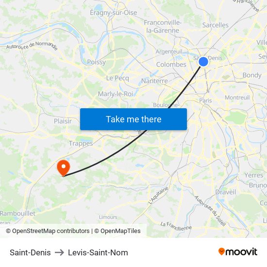 Saint-Denis to Levis-Saint-Nom map