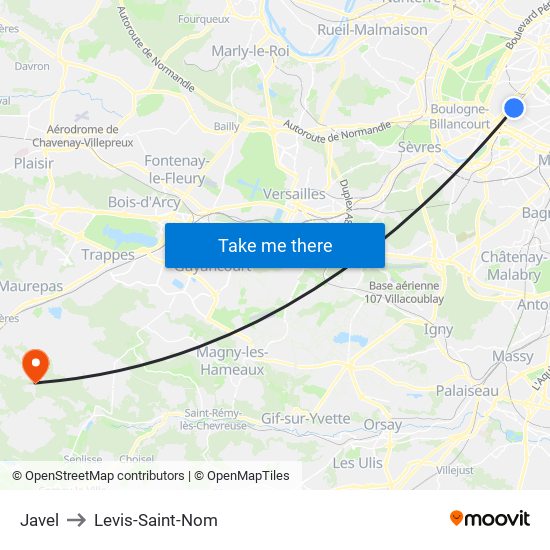 Javel to Levis-Saint-Nom map