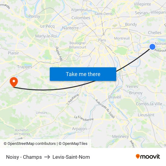 Noisy - Champs to Levis-Saint-Nom map