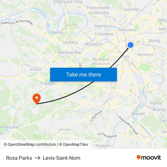Rosa Parks to Levis-Saint-Nom map