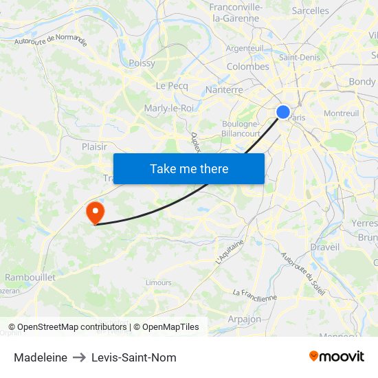 Madeleine to Levis-Saint-Nom map