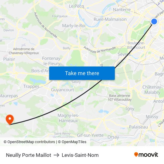 Neuilly Porte Maillot to Levis-Saint-Nom map