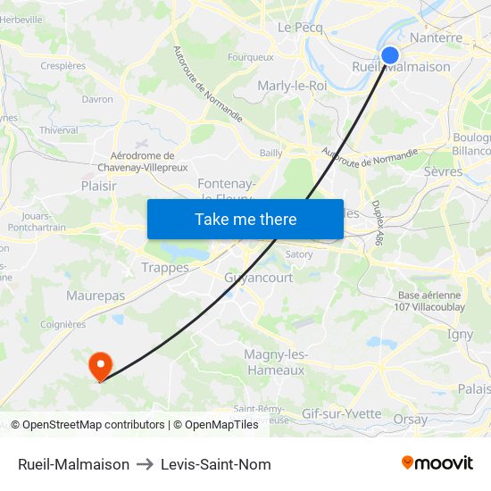 Rueil-Malmaison to Levis-Saint-Nom map