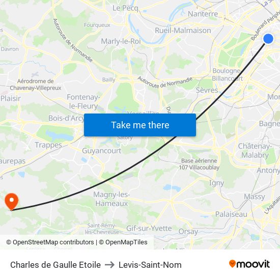 Charles de Gaulle Etoile to Levis-Saint-Nom map