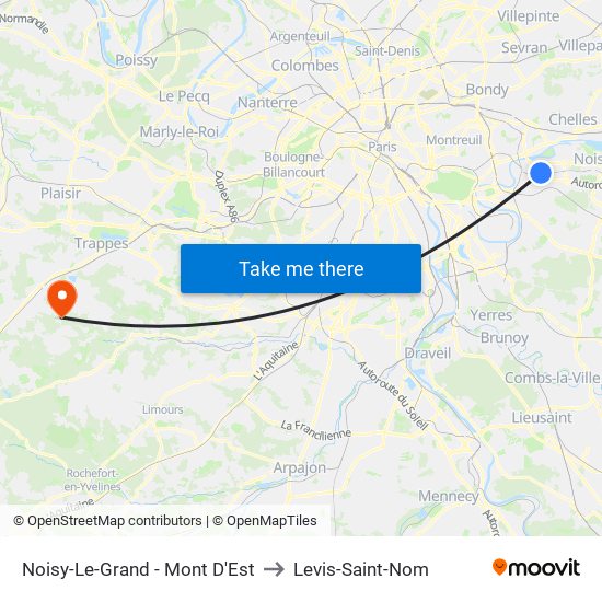 Noisy-Le-Grand - Mont D'Est to Levis-Saint-Nom map