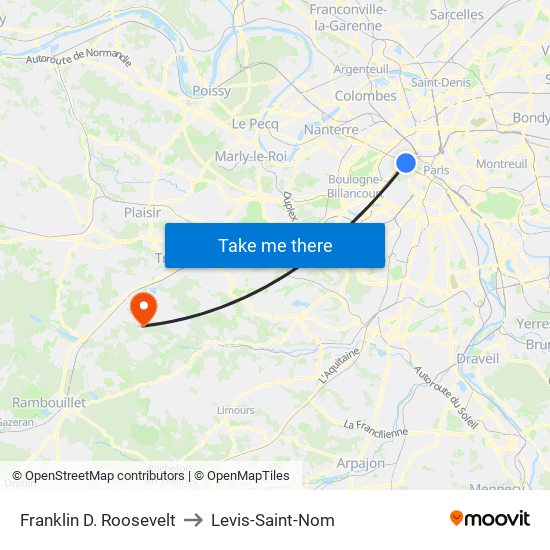 Franklin D. Roosevelt to Levis-Saint-Nom map