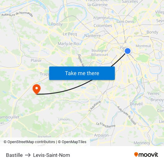 Bastille to Levis-Saint-Nom map