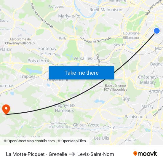 La Motte-Picquet - Grenelle to Levis-Saint-Nom map