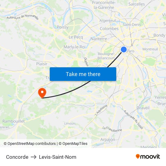 Concorde to Levis-Saint-Nom map
