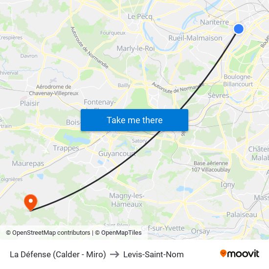 La Défense (Calder - Miro) to Levis-Saint-Nom map