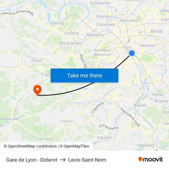Gare de Lyon - Diderot to Levis-Saint-Nom map