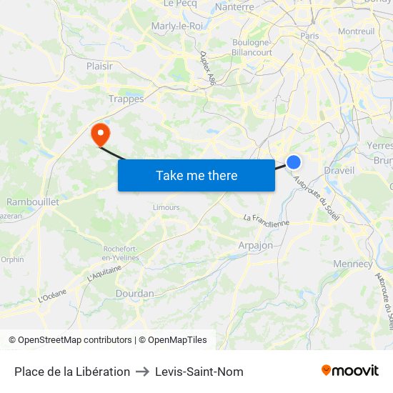 Place de la Libération to Levis-Saint-Nom map