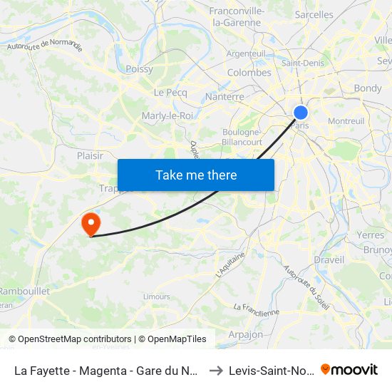 La Fayette - Magenta - Gare du Nord to Levis-Saint-Nom map