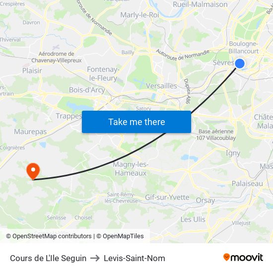 Cours de L'Ile Seguin to Levis-Saint-Nom map