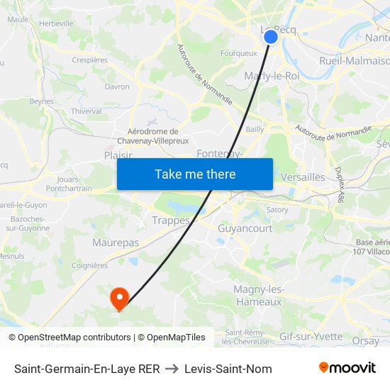 Saint-Germain-En-Laye RER to Levis-Saint-Nom map