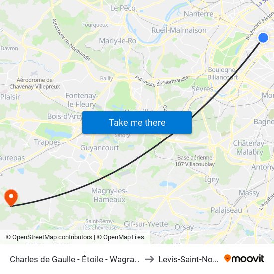 Charles de Gaulle - Étoile - Wagram to Levis-Saint-Nom map