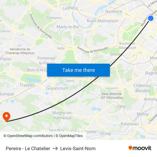 Pereire - Le Chatelier to Levis-Saint-Nom map