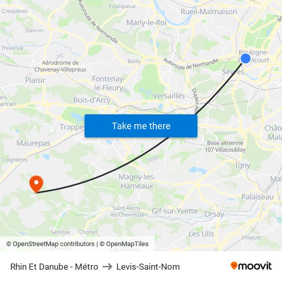 Rhin Et Danube - Métro to Levis-Saint-Nom map