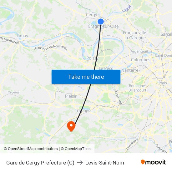 Gare de Cergy Préfecture (C) to Levis-Saint-Nom map