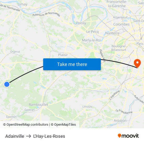 Adainville to L'Hay-Les-Roses map