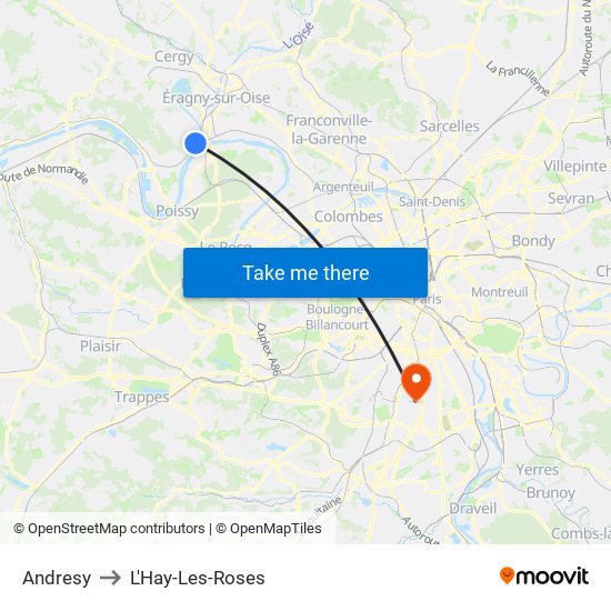 Andresy to L'Hay-Les-Roses map