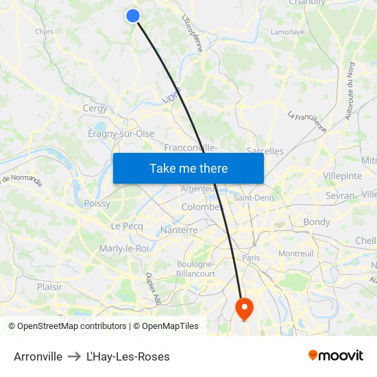 Arronville to L'Hay-Les-Roses map