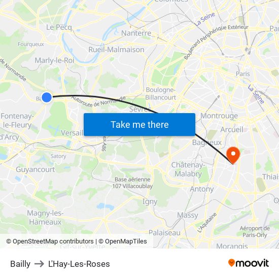 Bailly to L'Hay-Les-Roses map