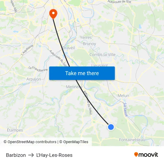 Barbizon to L'Hay-Les-Roses map