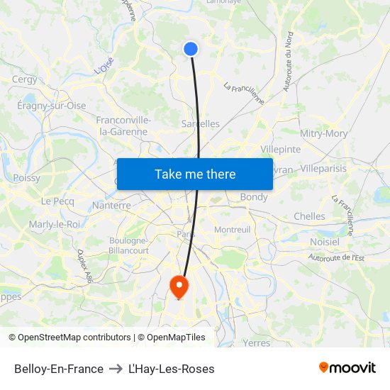 Belloy-En-France to L'Hay-Les-Roses map