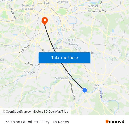 Boissise-Le-Roi to L'Hay-Les-Roses map