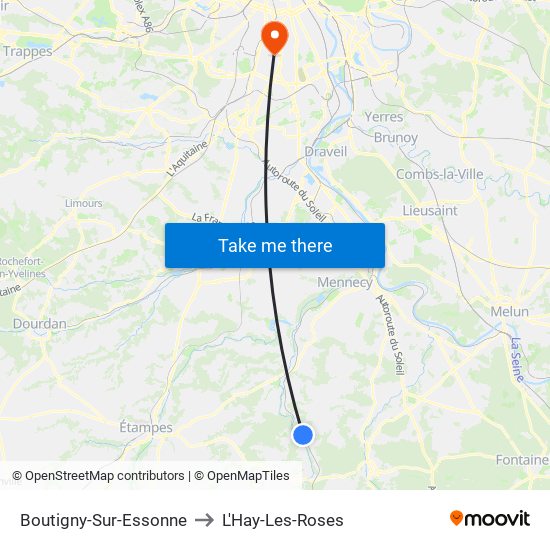 Boutigny-Sur-Essonne to L'Hay-Les-Roses map