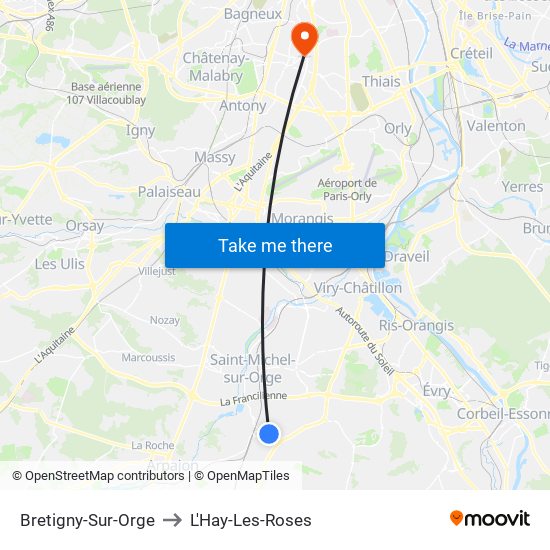 Bretigny-Sur-Orge to L'Hay-Les-Roses map